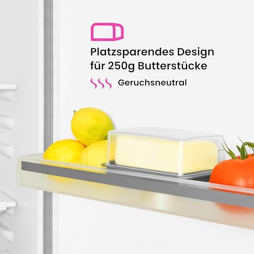 homeXpert Butterdose, Butterbox aus Kunststoff für 250g Butter - mit transparentem Deckel in Grau, Butterbehälter zum servieren, Spülmaschinenfest, passend für Kühlschranktüre