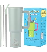 House of Quirk 1200ML Stainless Steel Tumbler with Handle &amp; Lid, 2 Straws – Large Travel Mug Wate...