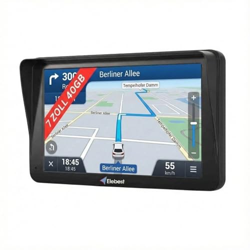 Elebest City 70A Navi – 7 Zoll (17,8 cm) GPS Navigationsgerät für Auto & Wohnmobil 2026 | 40GB Speicher, Bluetooth, Freisprecheinrichtung, Radarwarner, Europa-Karten mit lebenslangen Updates