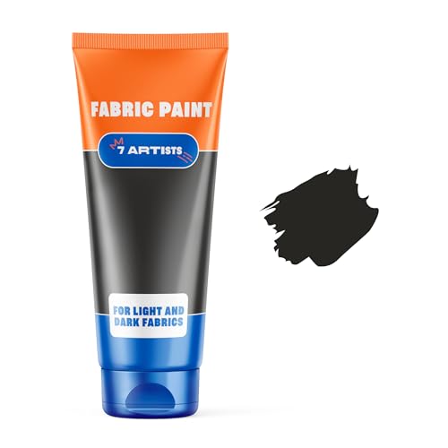 7 Artists Black Fabric Paint 2 fl. oz – Black Fabric Paint for Clothes Permanent | Textile Paint for Upholstery, Sneakers, Canvas Tote Bags, T-Shirt Painting...