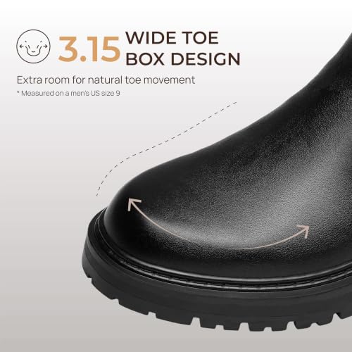Image of Holy dove Men's Wide Toe Box Platform Chelsea Boots Slip-On Casual Ankle Dress Boot
