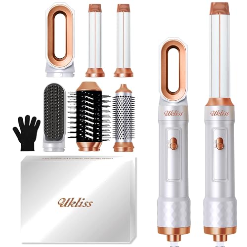 UKLISS 6 in 1 Haartrockner & Hairstyler Pro, Hair Dryer Set mit Warmluftbürste, Lockenstab Automatisch Wrap, Hair Straig...