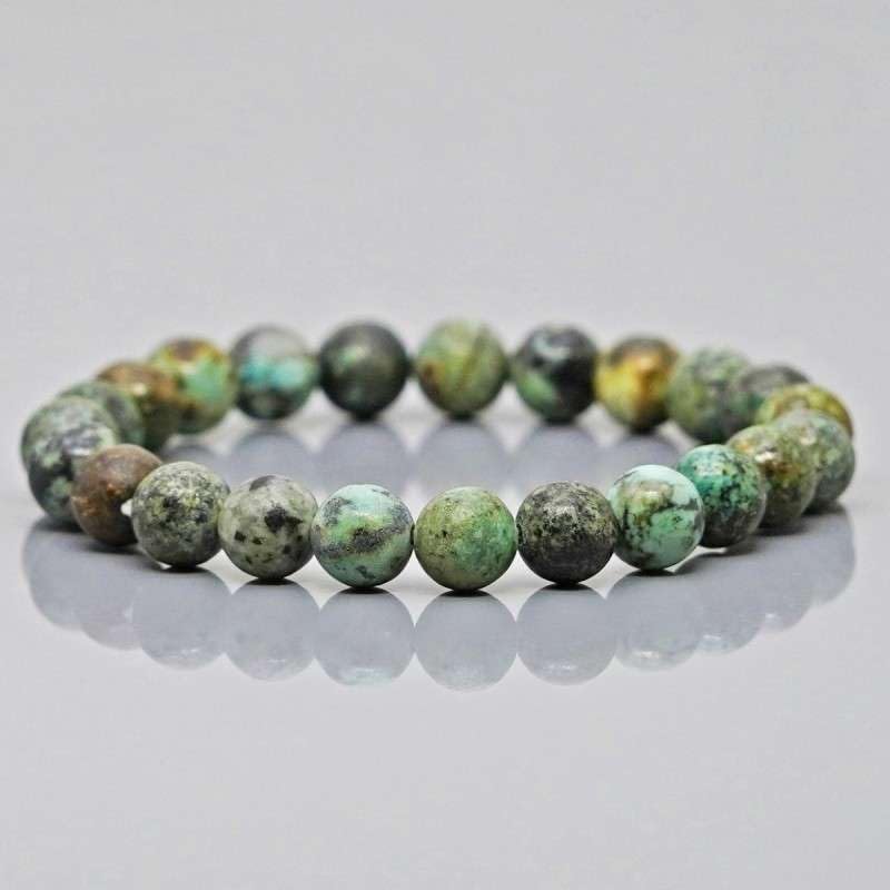 Image of African Turquoise Bracelet for Women Men's Gifts - Protection Healing Crystal Bracelet - 8mm Gemstone Beaded Adjustable