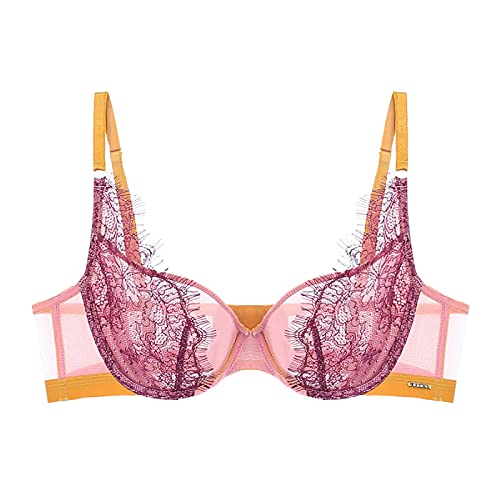 Soutien-gorge minimiseur à armatures rouge 75C en dentelle brodée