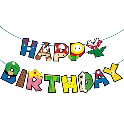 Birthday Banner Game Theme Party Decorations Game Theme Banner Colorful Graphics for Gaming Fans Birthday Party Decorations Theme Gamer