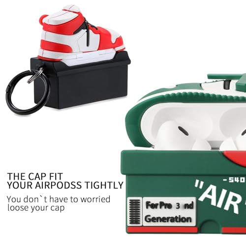Image of [2Pack] Compatible Airpods Pro 3 Case (2025),3D Cute Cartoon Shoe Box Soft Silicone Protective Cases for Apple AirPods Pro 3rd Generation Case,Airpod Pro 3 Cover with Keychain for Women Men,Red+Green