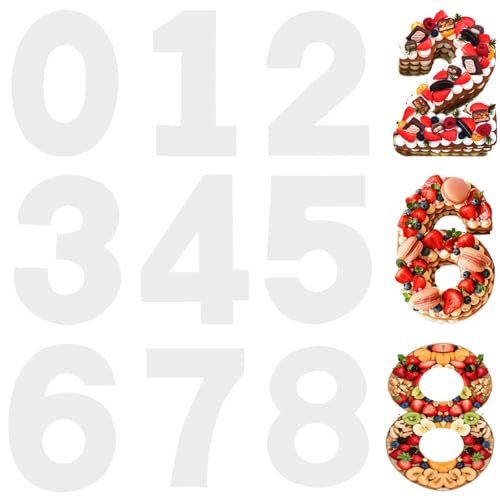 12 Inch Large Number Cake Molds 0-8 Cake Number Stencils 9 Pieces Numerical Painting Stencils Template Baking Forms Moulds Cake Cutting Number Mold Baking Tools for DIY Numbers Cakes Cookies