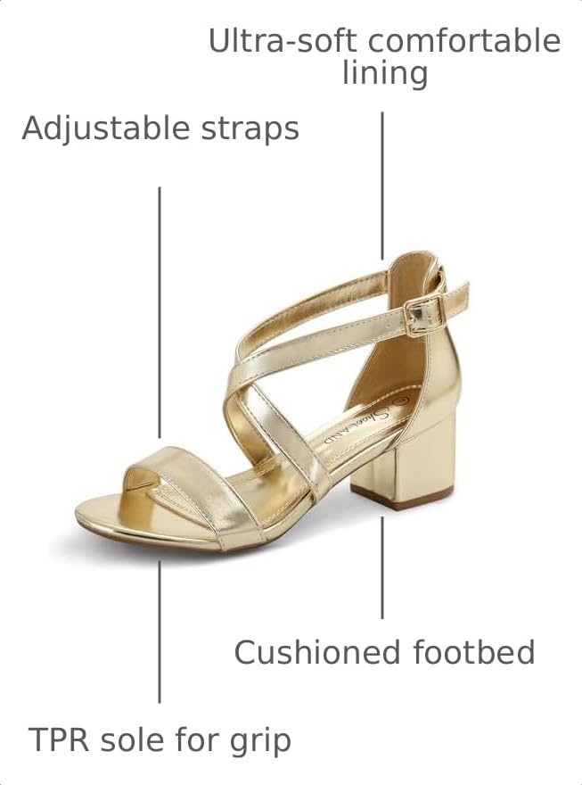 Image of Shoe Land SL-LESSA Women's Low Heels Open Toe Dress Heeled Sandals Cross Ankle Strap Chunky Block Short Heel Pumps Shoes for Office Prom Wedding Party
