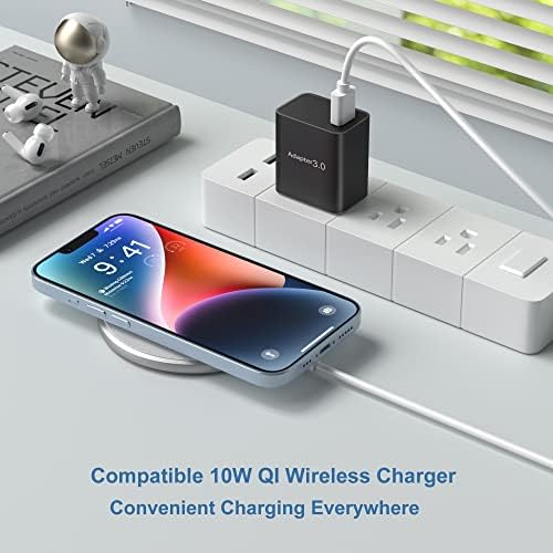 OKRAY USB Charger Block QC3.0 18W Fast Charging Wall Charger Power Adapter + 10FT USB C 90 Degree Angle Cable Android Fast Charger Kit for iPhone 17 16 15 Pro, Samsung Galaxy S25 S24 A16 A15, 2-Pack