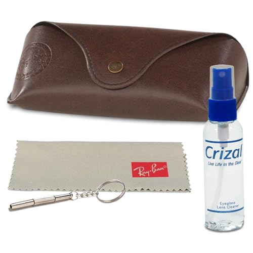 Ray-Ban Estojo de óculos de sol edição especial com spray de limpeza de lente Crizal, pano de microfibra e conjunto de chave de fenda, Chocolate, tamanho �nico