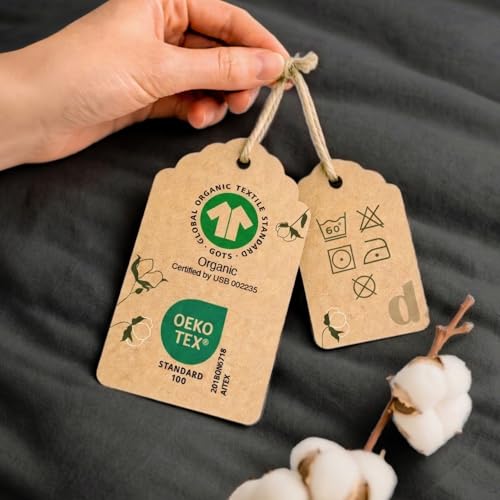 Dreamzie Bettwäsche 155x220 100% Baumwolle 3-teilig mit 2 Kissenbezüge 80x80 cm - Bio-Baumwolle Percale 180 TC - Atmungsaktiv & Weich, Oeko-Tex & GOTS Zertifiziert, Anthrazit