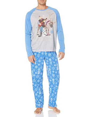 Disney Men's Frozen Holiday Family Sleepwear Collection, Snowflake Blue (Adult), M