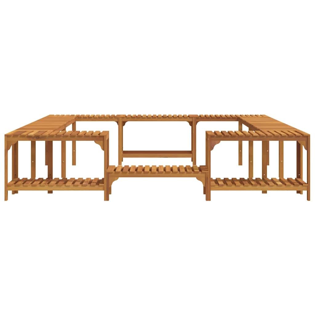 Ribete para bañera de hidromasaje marrón de 250 x 250 cm de madera maciza de acacia, juego completo para exteriores con construcción robusta y diseño moderno, revestimiento de madera resistente a la