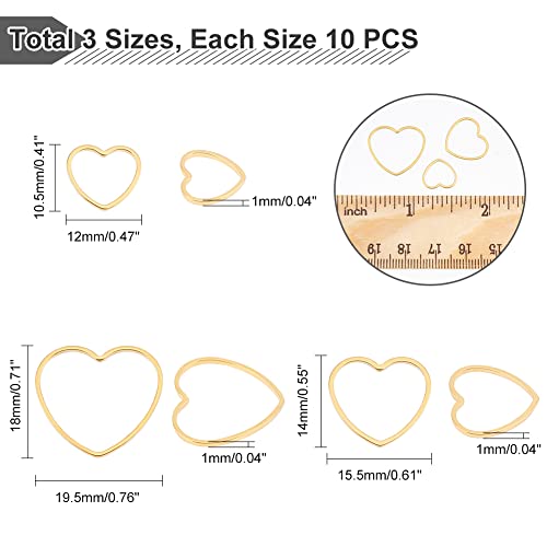 UNICRAFTALE 30Pcs 3 Sizes 10.5/14/18mm Stainless Steel Linking Rings Heart Charms Hollow Ring Charm Metal Linking Charm Frame Pendant Connectors Links for Jewelry Making - Image 4