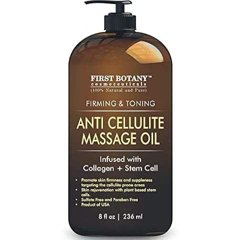 First Botany, Anti-Cellulite Massage Oil Infused with Collagen & Stem Cells - Natural Cellulite & Stretch Mark Treatment for Men & Women - 8 oz Cover