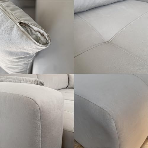 GREKPOL Sofa mit Schlaffunktion 145x248 - Creme Ecksofa mit Schlaffunktion und Bettkasten - Sofa 3 Sitzer - Schlafsofa - Couch - Schlafsofa mit Bettkasten