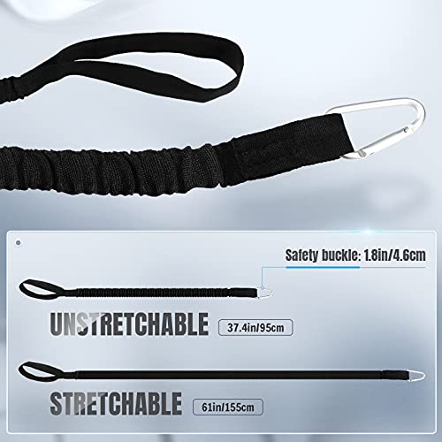 6 Pieces Kayak Paddle Leash Stretchable Paddle Rope Nylon Adjustable Kayak Coiled Rod Leash Lanyard Kayak Traction Rope for Kayak Canoe SUP Paddles Surfboard Fishing Poles Rods Accessories (Black) - Thumbnail 2