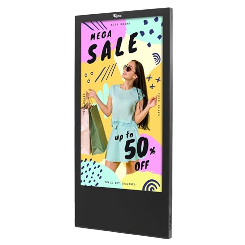 ROMIO Technologies Display Menu board | I Shape Board Wall Hang Board | High Resolution Display with 32” Screen size | Black color Display board with Innovative style | 1 year warranty