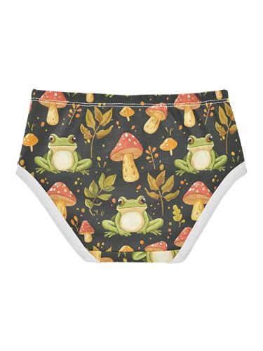 ZZKKO Cartoon Frog and Mushroom Girls Underwear Toddler Panties for Girls Comfort Brief Size 2-8T2