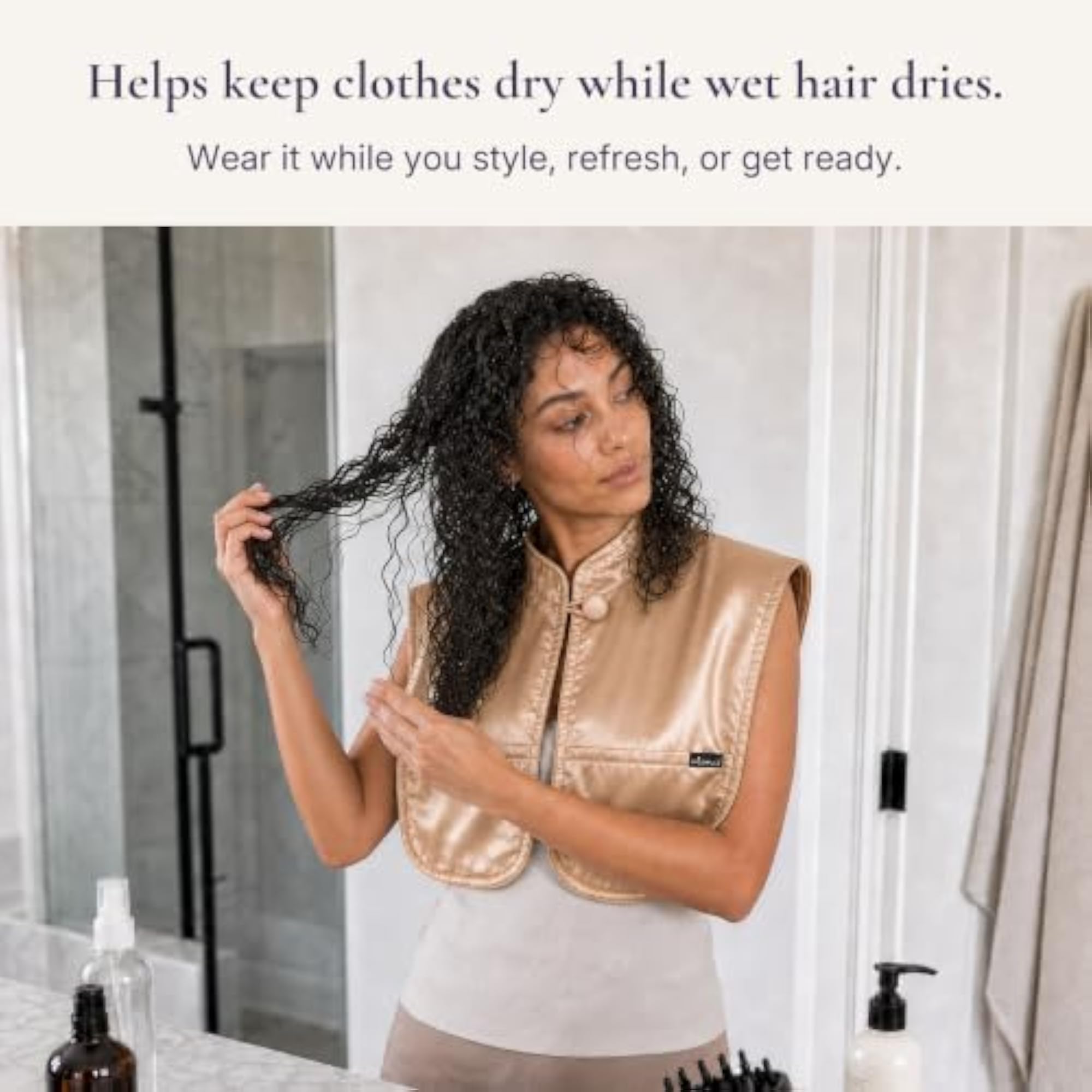 Wearable Beauty Cover for Wet Hair, Satin + Cotton Drape