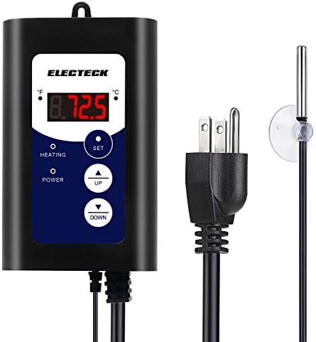 ELECTECK Heat Mat Thermostat, Digital Controller for Seed Germination, Reptiles and Brewing, 41°F to 108 °F/ 5℃ to 42℃, 8.3A, 1000W, Black