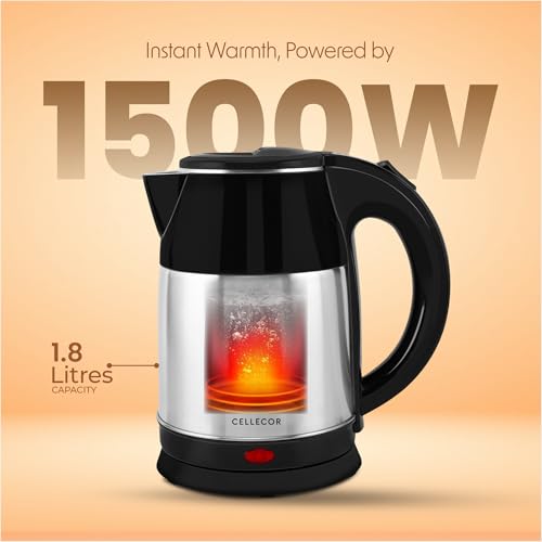 Image of Cellecor Electric CEK18 PowerBoil Auto-Shut Off Electric Kettle (1.8 L, Black)