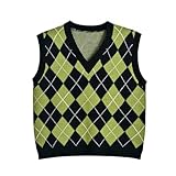 Hyipels Women's Sweater Vest,Y2K Sleeveless Pattern Preppy Style Knitted Crop Tank Top for Girl