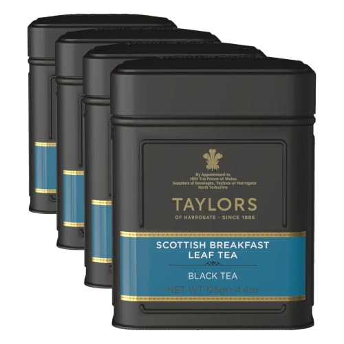 Image of Taylors of Harrogate Scottish Breakfast Loose Leaf, 4.41 Ounce Tin (Pack of 4)