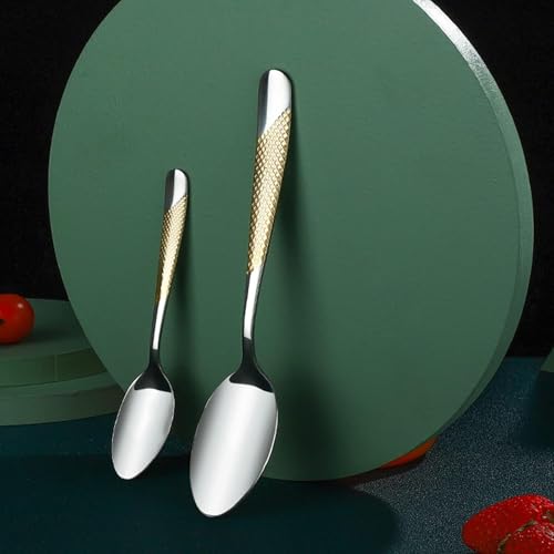 Image of Spoon Flatware Set, Stainless Steel Flatware Set, Kitchen Dishwasher Safe Utensil, Mirror Polished Cutlery, Teaspoons for Espresso, Cappuccino, Dessert & Ice Cream(12 Pcs Small Spoon, Silver)
