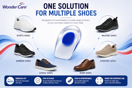 Image of Wonder Care Silicone Gel Heel Cushion & Heel Socks For Heel Pain Relief Women And Men | Plantar Fascitis Heel Sock Pad| Achillies Heel Support| Cushion Heel Inserts (Transparent, 4 Pair-Small)