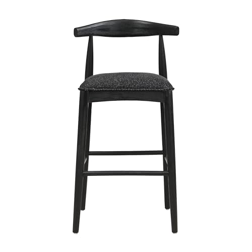 Christopher Knight Home Nami Butaco de Barra de Madera de 30.5'', Set de 2, Butaco Tapizado en Tela con Respaldo Curvo, Taburete de Cocina con Patas Delgadas en Taper y Reposapiés, Negro miniatura 6