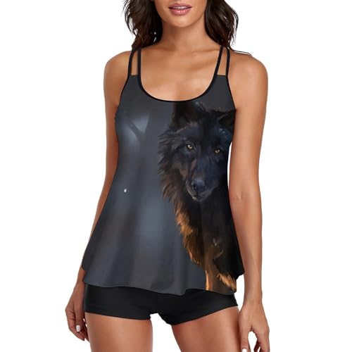 Tankini Husky para mujer de tirantes con pantalones cortos de alta sujeción