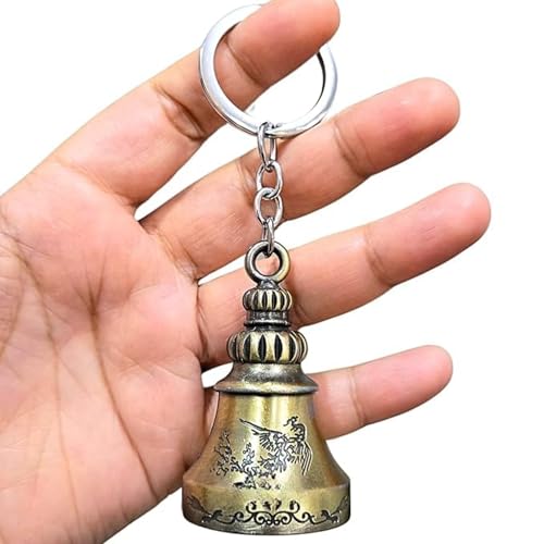 Image of Good Luck Keychain for Men and Women Tibetan Guardian Bell Metal Key Chain for Bike, Car, Scooty and Bag Keychains & Keyrings Classic Antique Temple Bell Keychains Birthday Gift