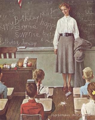 Amazon.com: Norman Rockwell - Happy Birthday, Miss Jones Art Print