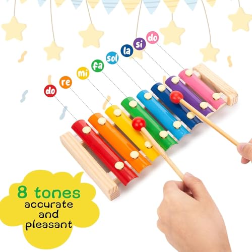 Kids Musical & Dress-Up Gift Set, Toddler Xylophone with Safe Mallets and 3 Princess Necklace Bracelet Sets for Girls Educational Play and Party Favors - Image 6