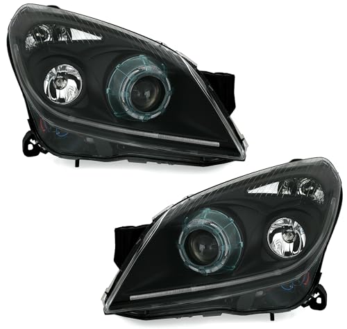 Eagle Eyes Angel Eyes Scheinwerfer Set in Schwarz Xenon D2S HID Links rechts