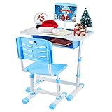 MENGQIN Kids Desk and Chair Set, Height Adjustable Children Study Desk Table & Chair Durable School...