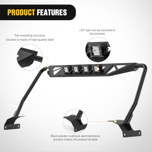 Image of Nilight Windshield Frame Cover for 2018-2026 JL JLU & JT | with light Roof Sun Visor Cowl Body Armor for Jeep Wrangler JL JLU & Gladiator JT (Excluding JL 4xe & JT Mojave)
