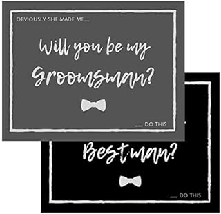 Will You Be My Groomsman? Will You Be My Best Man? Proposal Cards with Envelopes 10 pack | Groomsmen, Wedding Party Proposal Black and Dark Grey Vintage Rustic Premium Card stock
