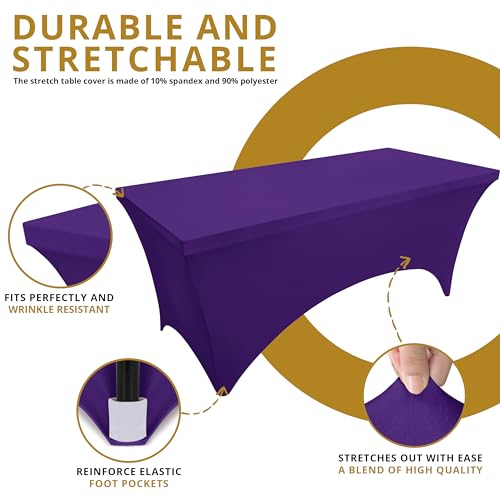 image for Utopia Kitchen Spandex Tablecloth 2 Pack [4FT, Purple] Tight, Fitted, 