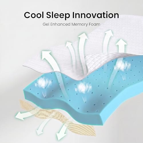 Image of Marsail Twin Size Cooling Gel Memory Foam Mattress Topper 3 inch, Breathable Cover for Hot Sleepers, CertiPUR-US & Oeko-TEX Certified, Soft Mattress Topper for Back Pain Relief