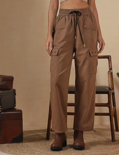 Image of FYLTR Women's Cargo Utility Trouser - 100% Cotton | Adjustable Hem | Drawstring Closure | Utility Pockets | Trousers for Women