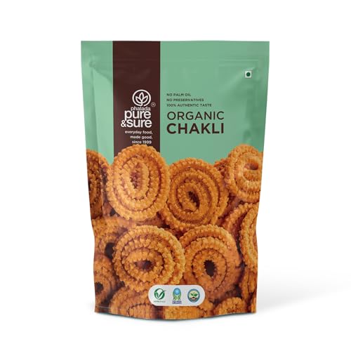 Image of Pure & Sure Organic Chakli Snack 120gm (Pack of 1) | Delicious Crunchy Namkeen & Snacks | Ready to Eat Tea Time Snacks, Cholesterol Free, No Trans Fats, No Preservatives