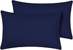 Cas d'oreiller de voyage 12x18 Boîte de taille 2 Pièces 100% Fermeture éclair en coton égyptien 500 Fil comte Toddler Oreiller case Navy Blue