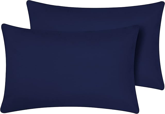 Cas d'oreiller de voyage 12x18 Boîte de taille 2 Pièces 100% Fermeture éclair en coton égyptien 500 Fil comte Toddler Oreiller case Navy Blue