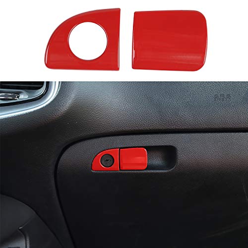 RT-TCZ for Dodge Challenger Charger Trim Cover Glove Box Compartment Open Button Trim Cover ABS Decoration for Dodge Challenger 2015 UP for Dodge Charger 2010 UP Red