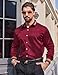 OYOZONE Men's Satin Luxury Dress Shirt Slim Fit Silk Casual Dance Party Long Sleeve Fitted Wrinkle Free Tuxedo Shirts Red