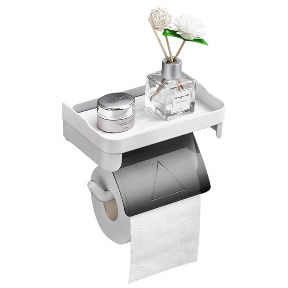 Estante de papel higiénico de pared multifunción organizador gris claro