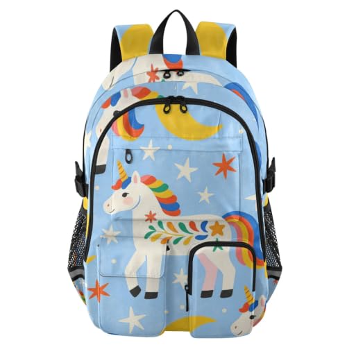 Mochila de trabajo de 17.5 pulgadas y equipaje de viaje con unicornios para adultos