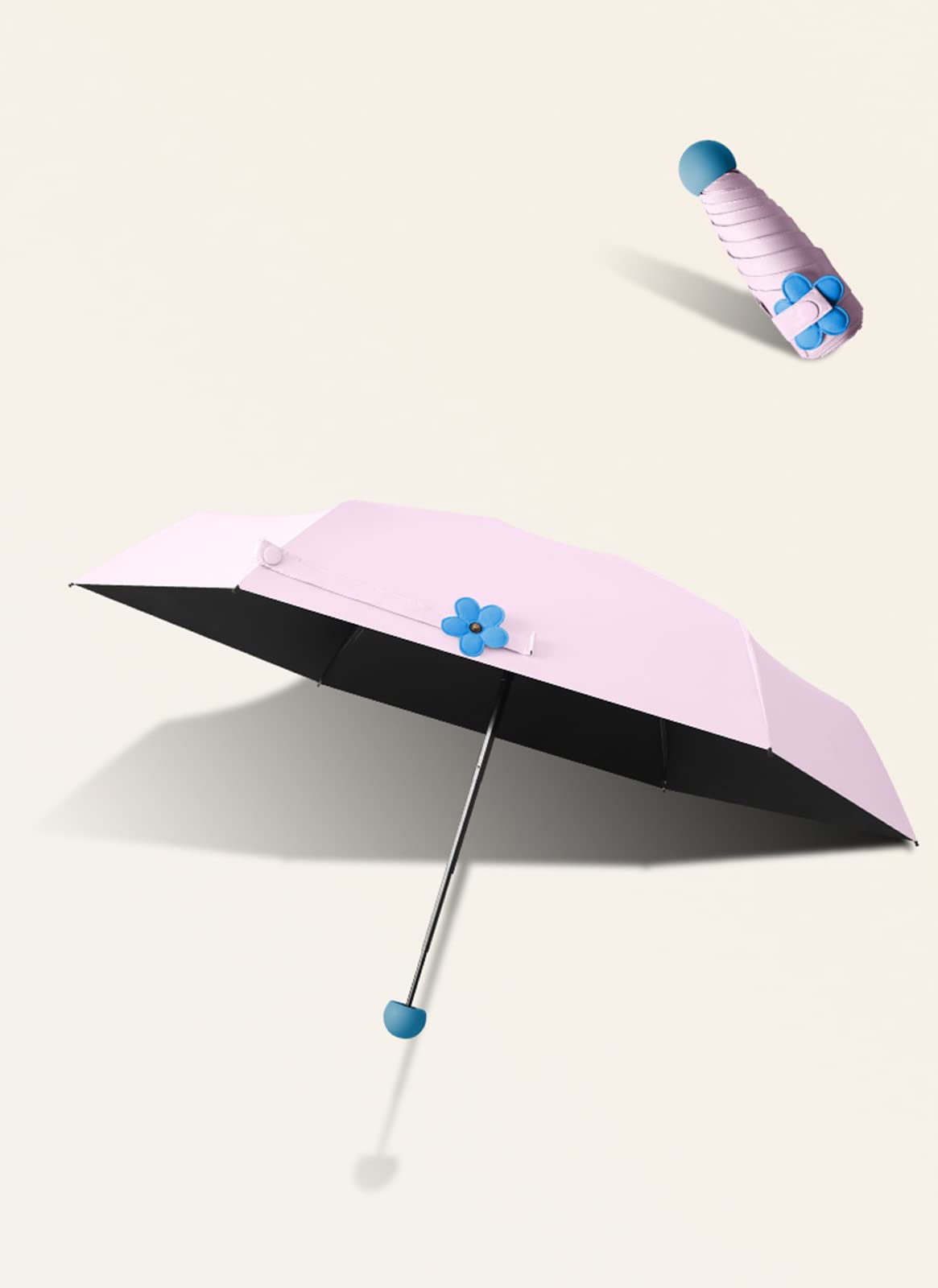 Paraguas de Viaje para Bolso con Estuche, Paraguas portátil, Ligero, Compacto, Resistente al Viento, con 99% de protección UV para Mujeres y Hombres